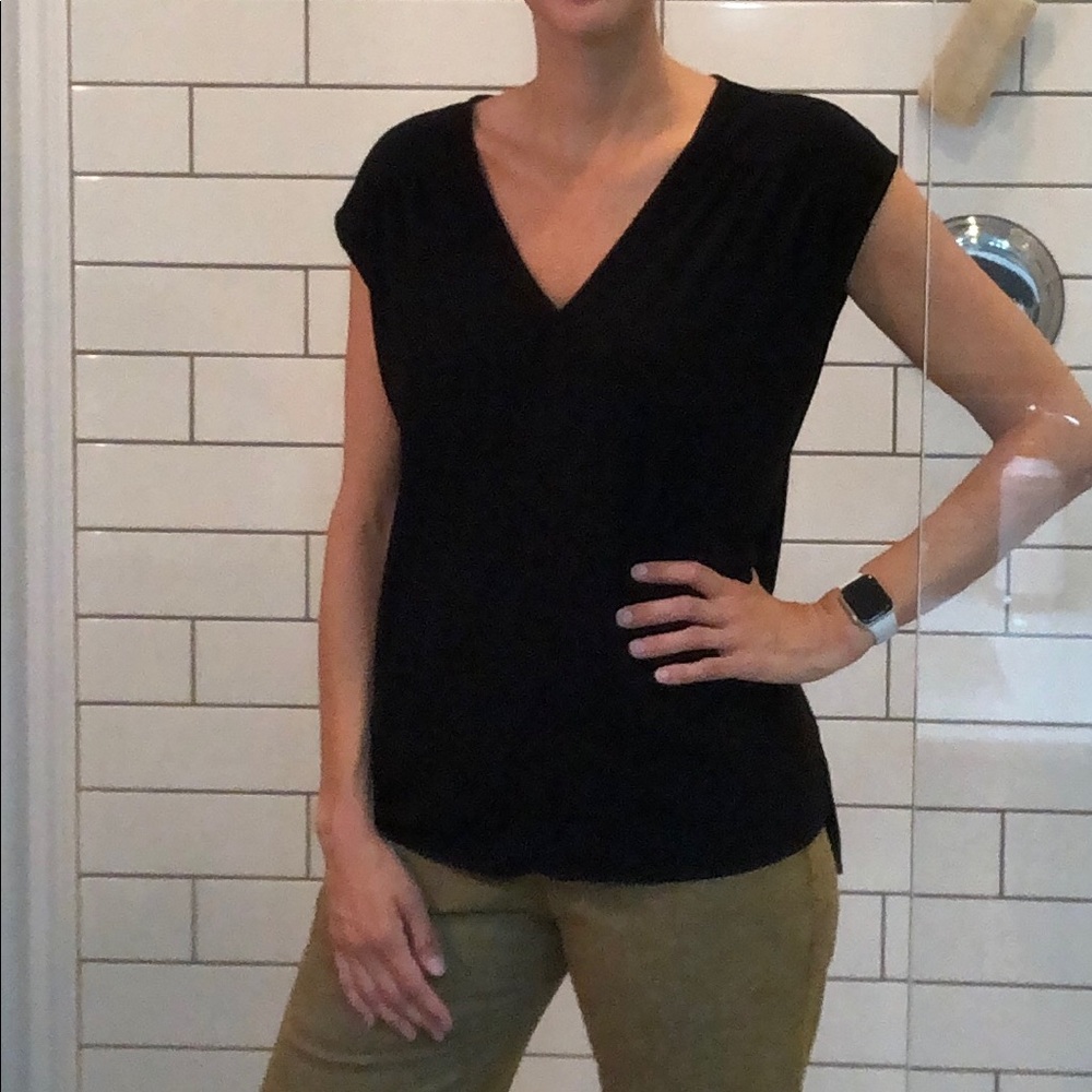 Long Tall Sally Sleeveless Black V-Neck Shirt